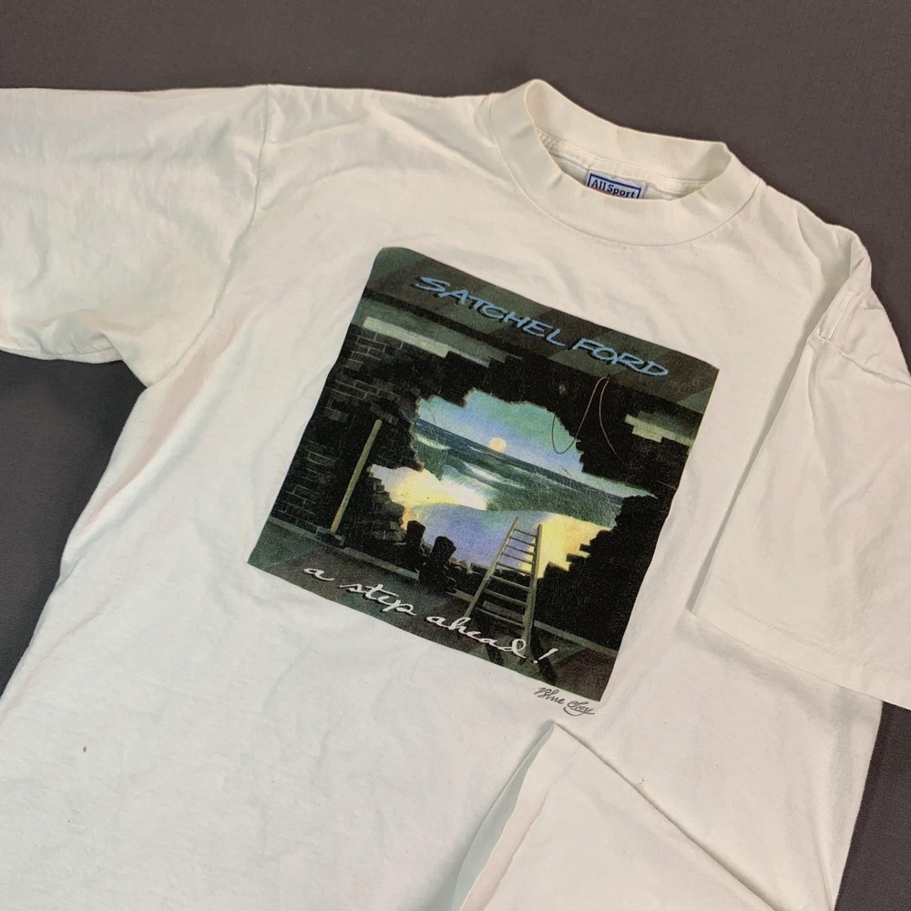 Vintage T Shirt White Large Men Satchel Ford Columbia SC Single Stitch Short SLV